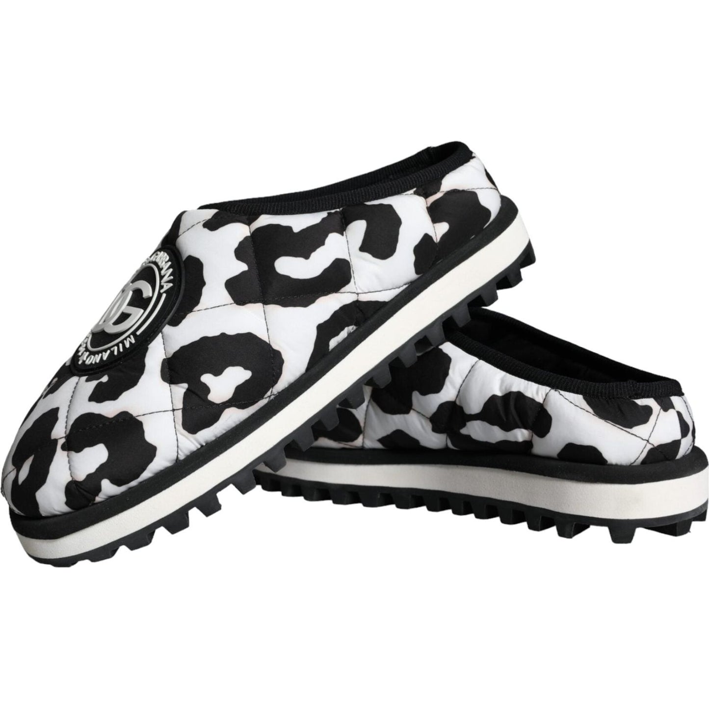 Dolce & Gabbana Black White Quilted Logo Sandals Slides Shoes MV5908-44