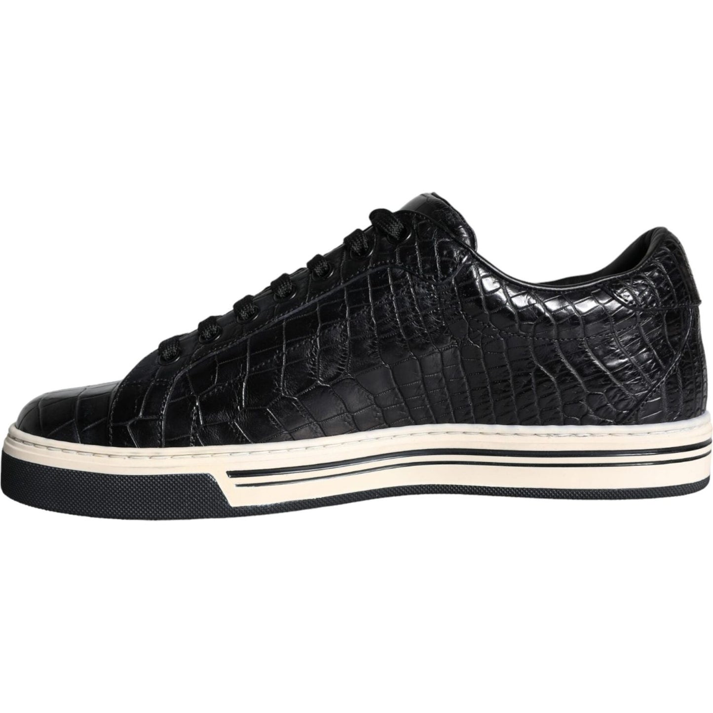 Dolce & Gabbana Black Leather Men Low Top Sneakers Shoes MV5920-39