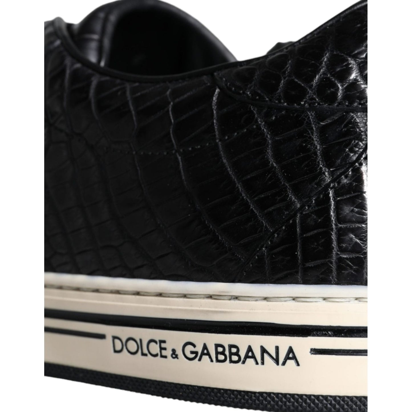 Dolce & Gabbana Black Leather Men Low Top Sneakers Shoes MV5920-39