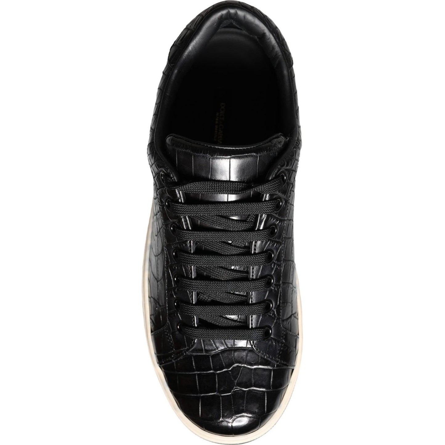 Dolce & Gabbana Black Leather Men Low Top Sneakers Shoes MV5920-39