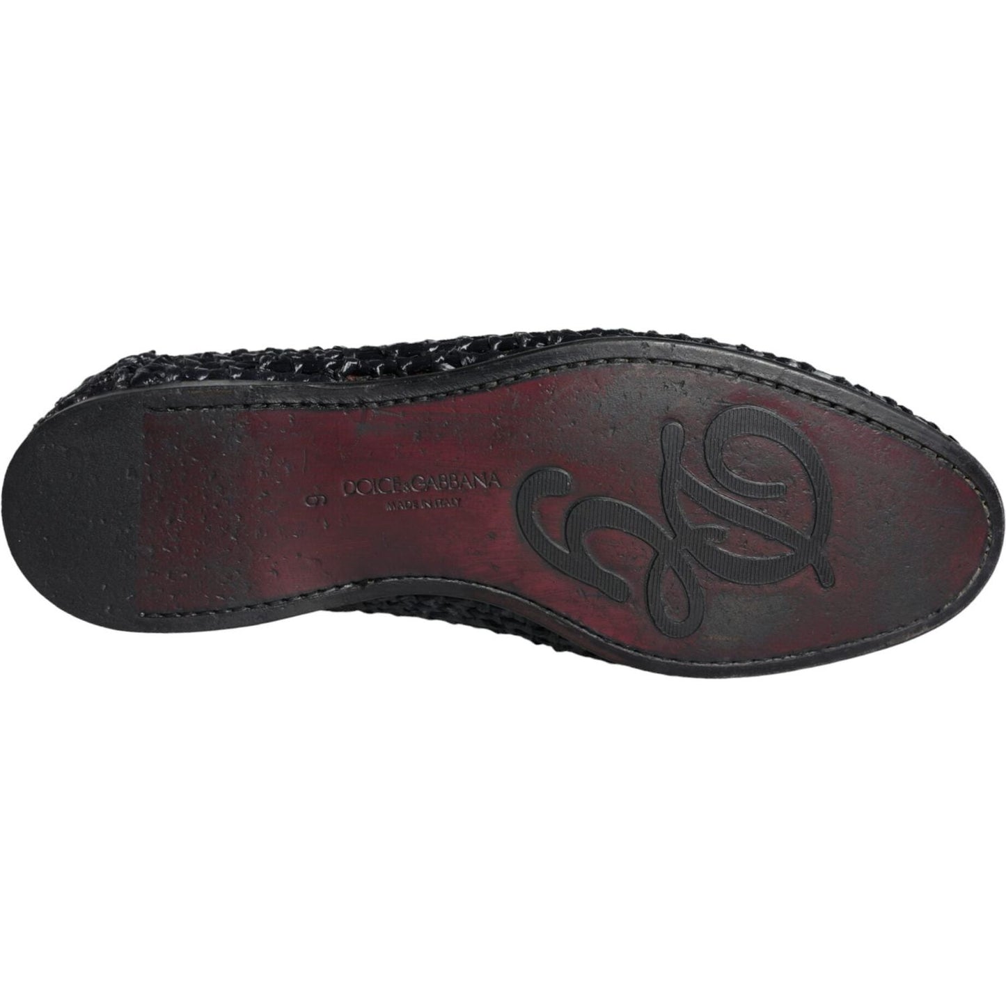 Dolce & Gabbana Black Woven Raffia Slip On Loafers Men Shoes MV6086-40