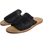 Dolce & Gabbana Black Monochrome Braided Raffia Slides Shoes MV6101-42