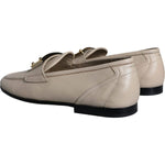 Dolce & Gabbana Beige Leather Logo Plaque Slip On Men Loafers Shoes MV6116-43
