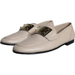 Dolce & Gabbana Beige Leather Logo Plaque Slip On Men Loafers Shoes MV6116-43