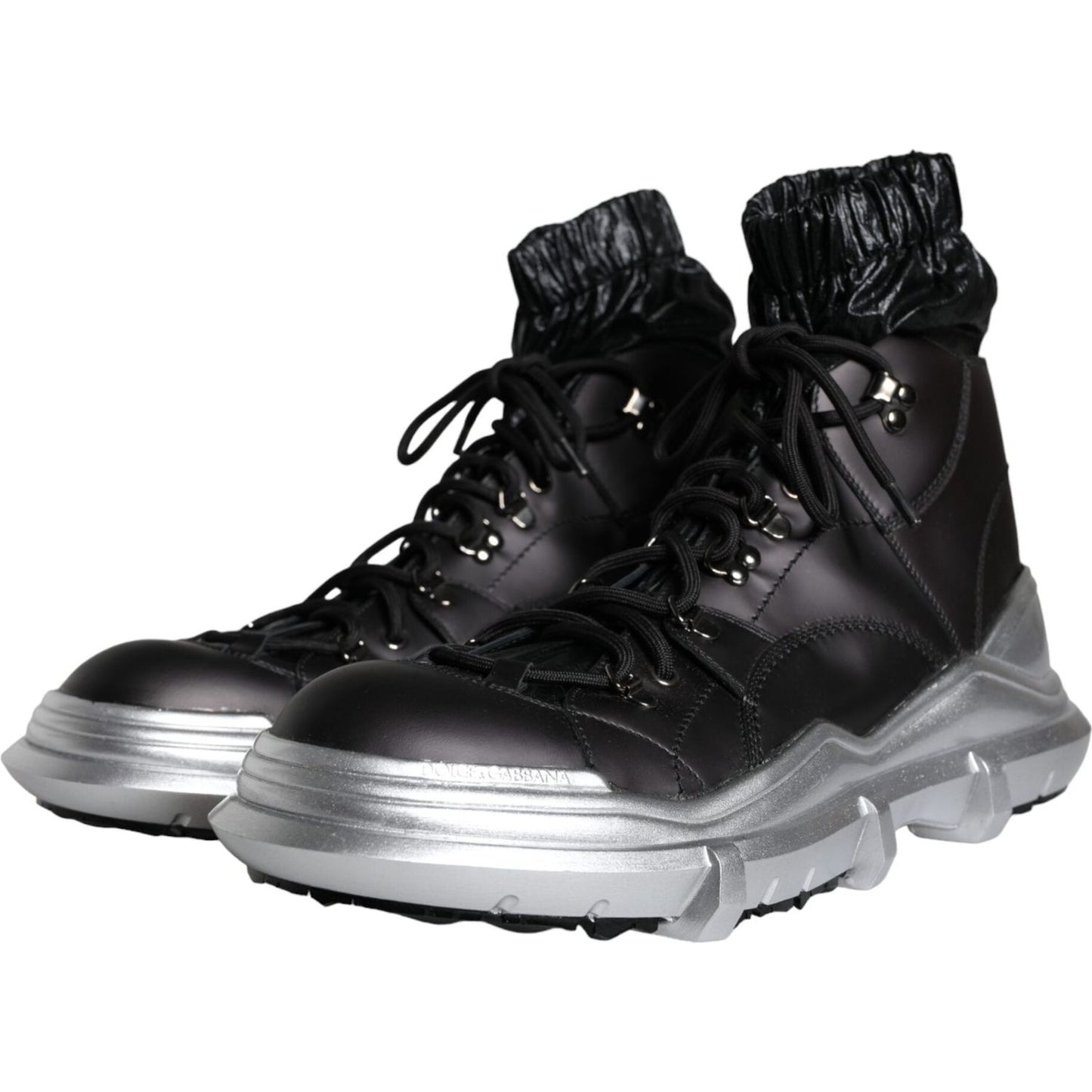 Dolce & Gabbana Black Nylon Galileo High Top Sneakers Shoes MV6119-44