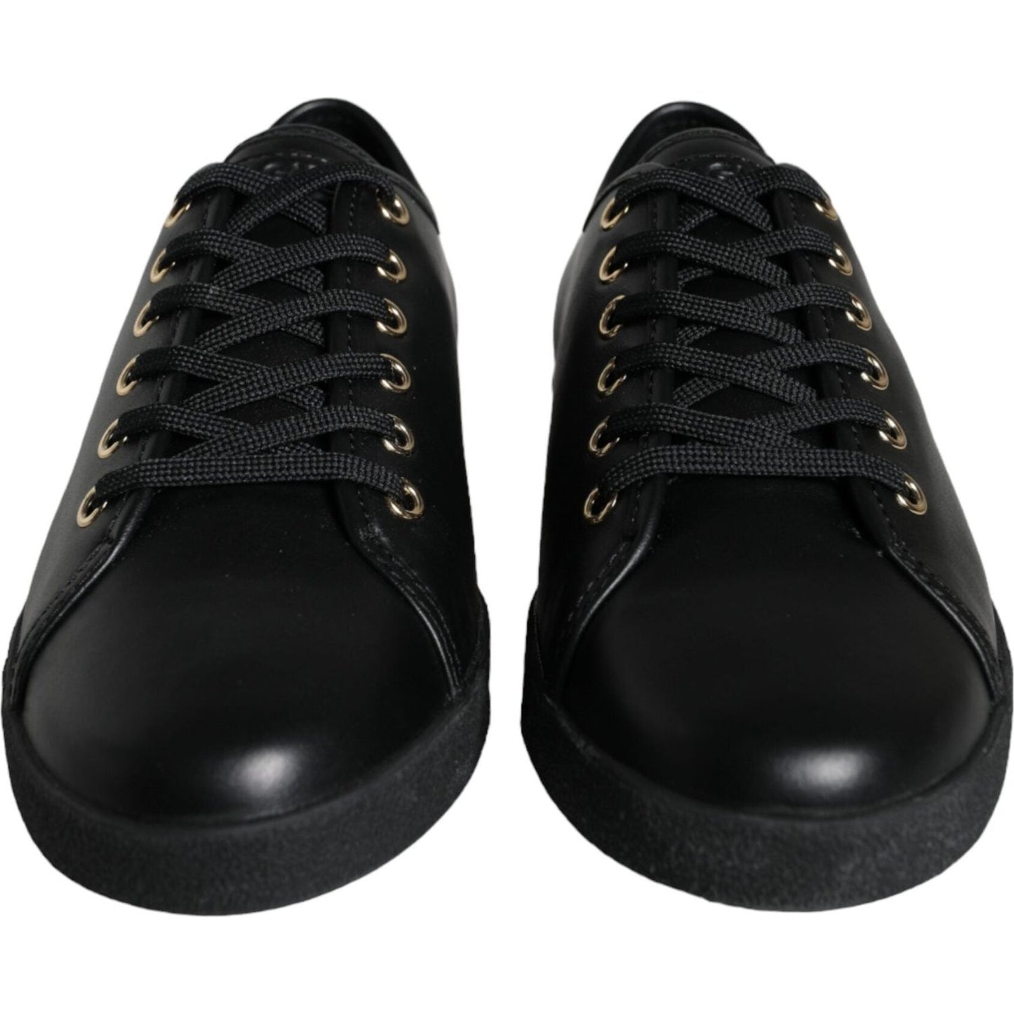 Dolce & Gabbana Black Gold Leather Classic Sneakers Shoes LA11250-36.5