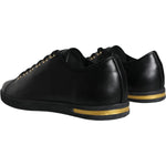 Dolce & Gabbana Black Gold Leather Classic Sneakers Shoes LA11250-36.5