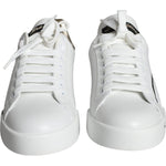 Dolce & Gabbana White Gold Portofino Low Top Leather Sneakers Shoes LA11251-36
