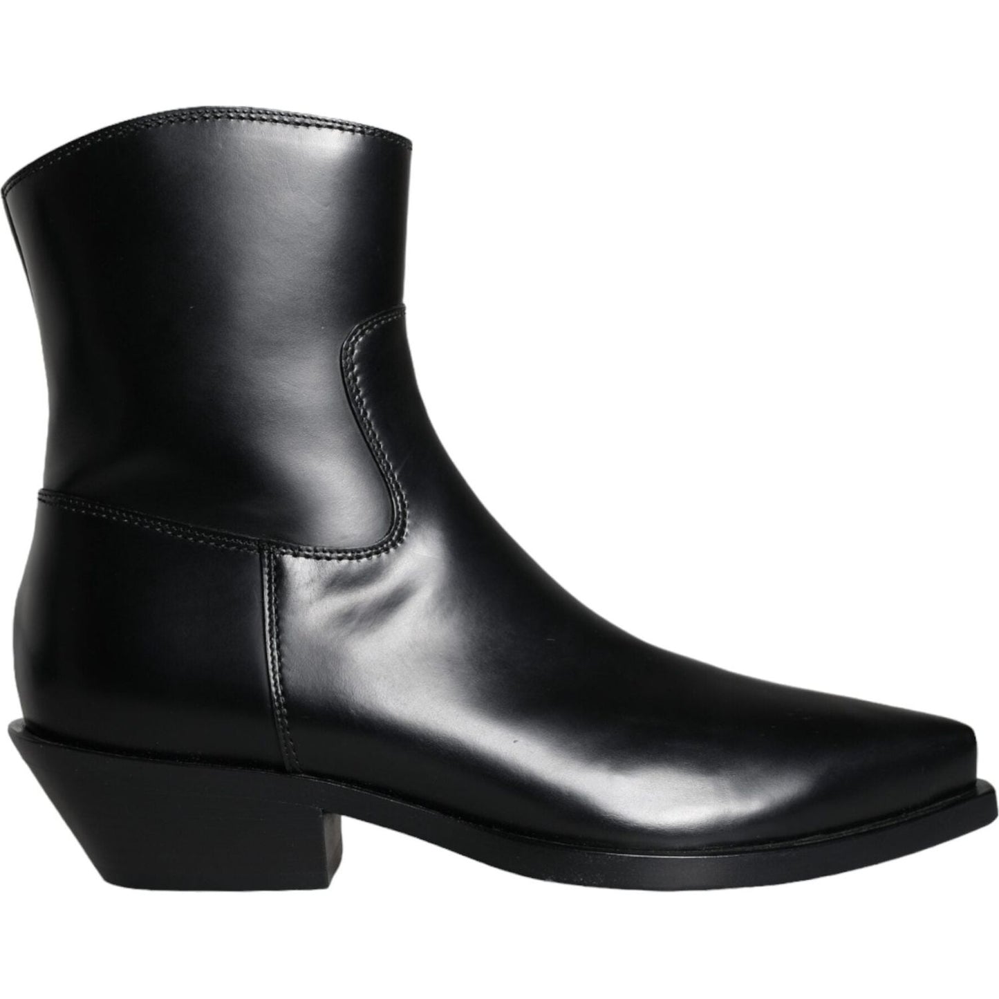 Dolce & Gabbana Black Leather Ankle Boots Booties Shoes LA11253-37