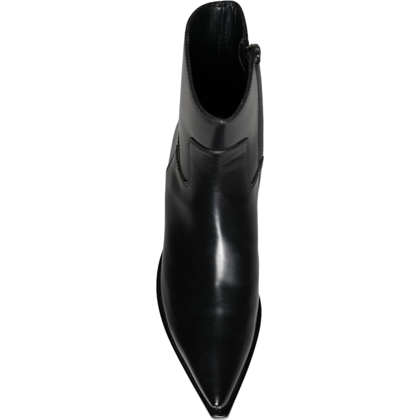 Dolce & Gabbana Black Leather Ankle Boots Booties Shoes LA11253-37