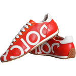 Dolce & Gabbana Red White Leather Logo Casual Sneakers Shoes LA11265-39
