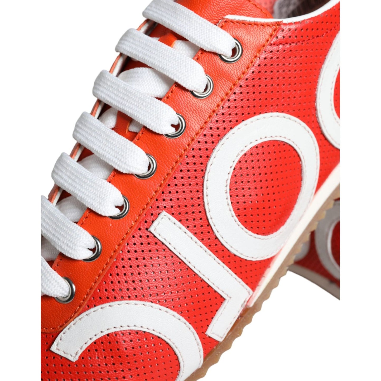 Dolce & Gabbana Red White Leather Logo Casual Sneakers Shoes LA11265-39