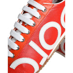 Dolce & Gabbana Red White Leather Logo Casual Sneakers Shoes LA11265-39
