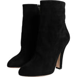 Dolce & Gabbana Black Suede Leather Mid Calf Boots Shoes LA11271-36