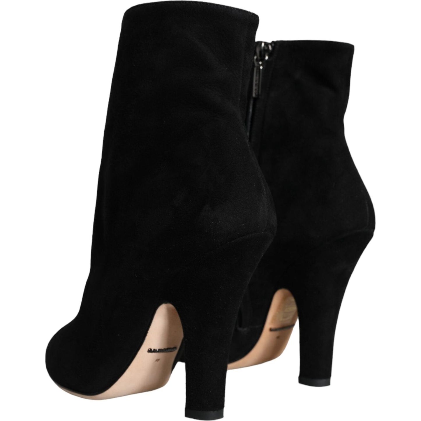 Dolce & Gabbana Black Suede Leather Mid Calf Boots Shoes LA11271-36