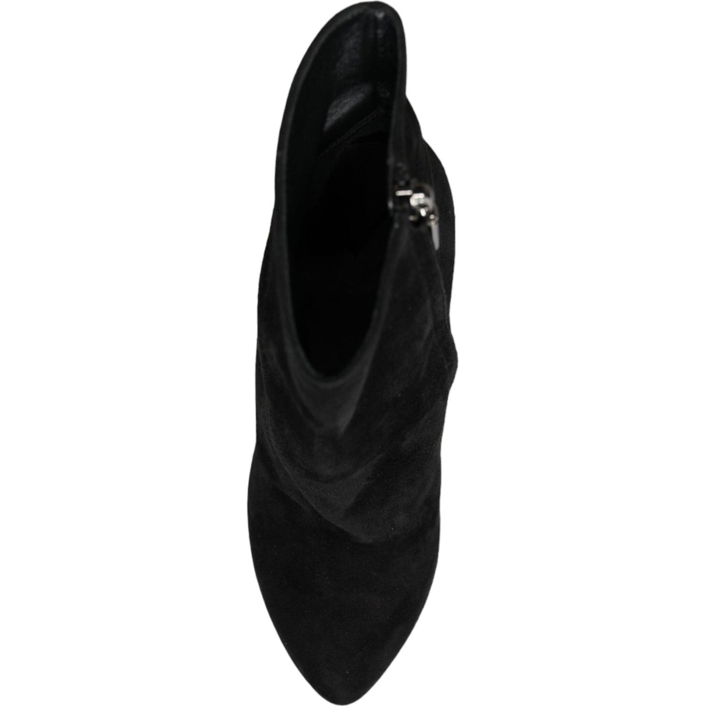 Dolce & Gabbana Black Suede Leather Mid Calf Boots Shoes LA11271-36