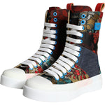 Dolce & Gabbana Multicolor Patchwork Logo High Top Sneakers Shoes LA11278-35.5