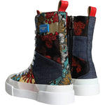 Dolce & Gabbana Multicolor Patchwork Logo High Top Sneakers Shoes LA11278-35.5