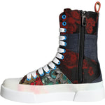 Dolce & Gabbana Multicolor Patchwork Logo High Top Sneakers Shoes LA11278-35.5