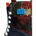 Dolce & Gabbana Multicolor Patchwork Logo High Top Sneakers Shoes LA11278-35.5