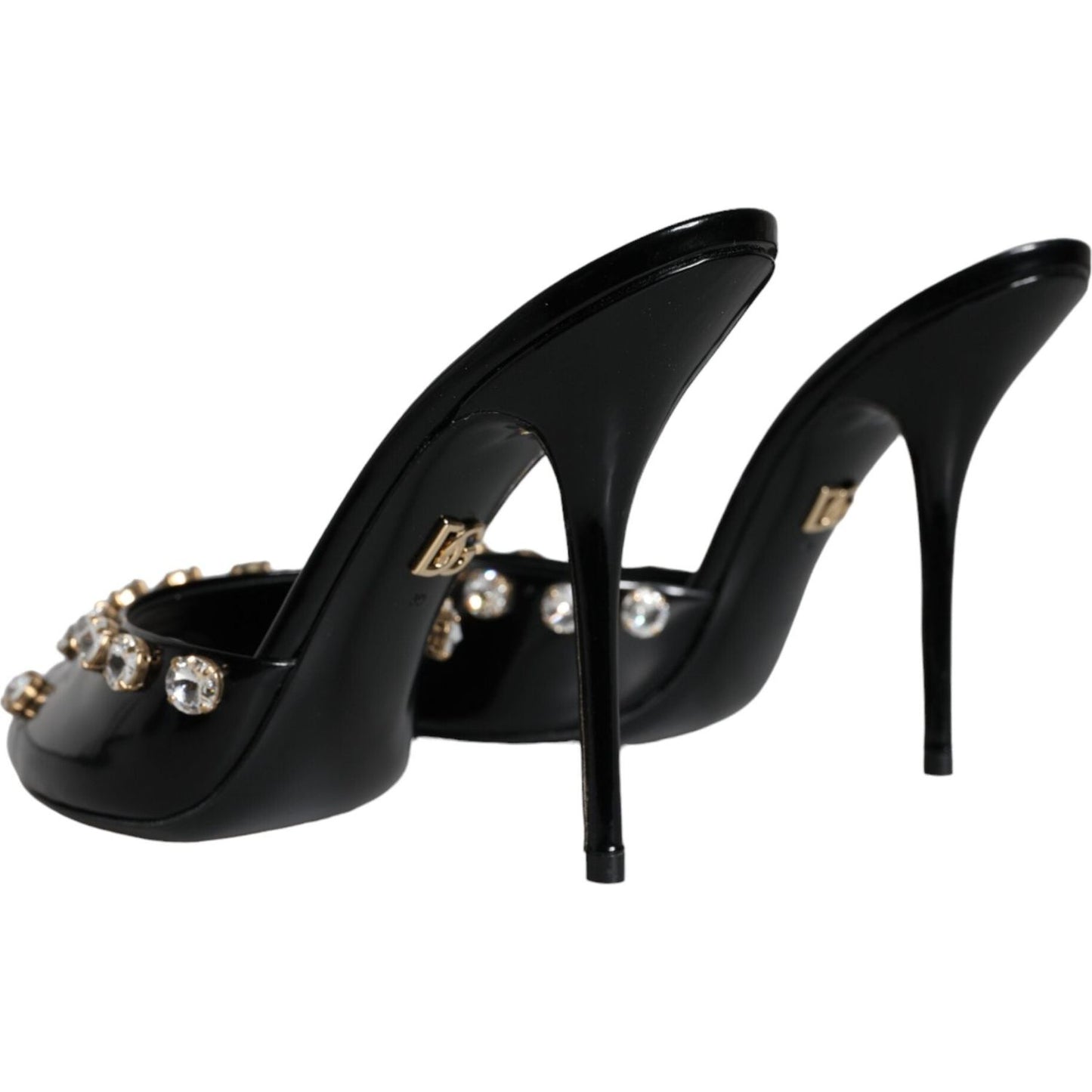 Dolce & Gabbana Black Crystal Heels Keira Sandals Shoes LA11298-39
