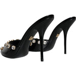 Dolce & Gabbana Black Crystal Heels Keira Sandals Shoes LA11298-39