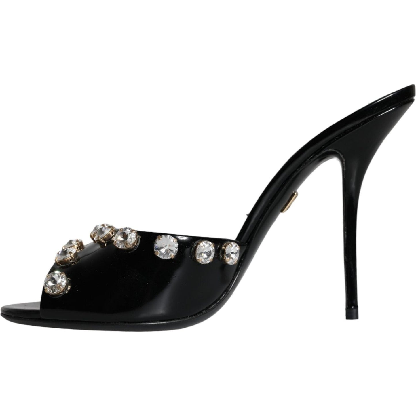 Dolce & Gabbana Black Crystal Heels Keira Sandals Shoes LA11298-39