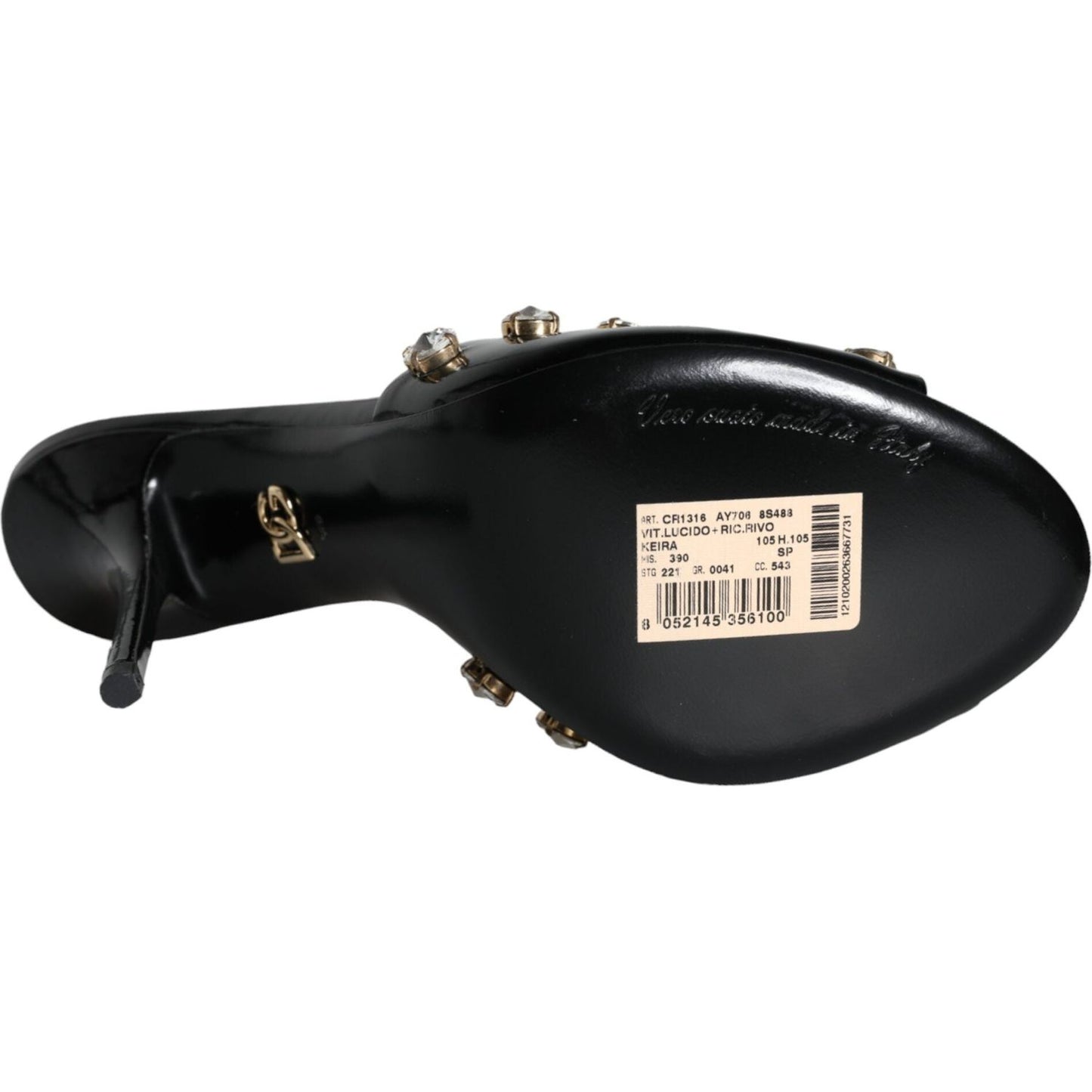 Dolce & Gabbana Black Crystal Heels Keira Sandals Shoes LA11298-39