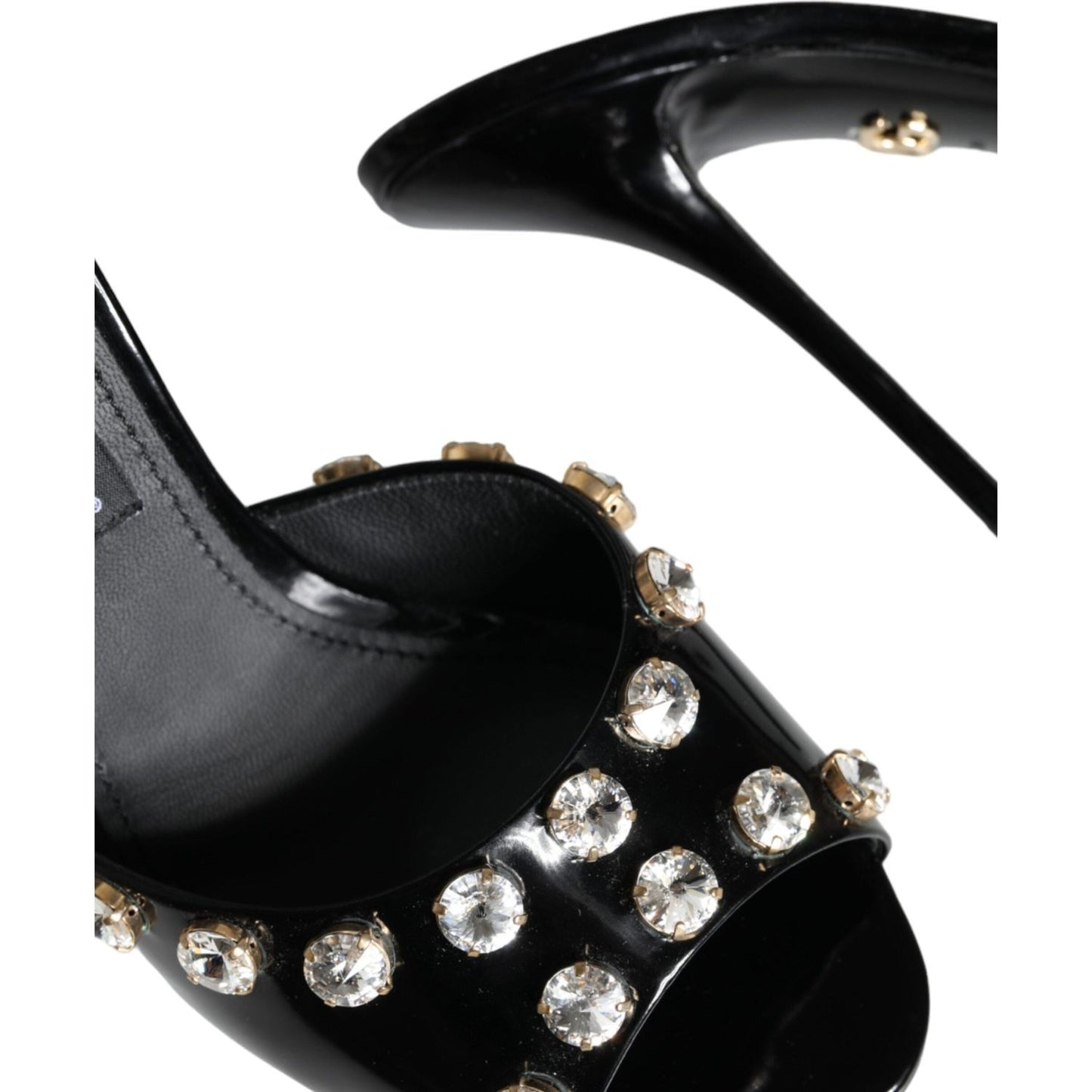 Dolce & Gabbana Black Crystal Heels Keira Sandals Shoes LA11298-39