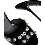 Dolce & Gabbana Black Crystal Heels Keira Sandals Shoes LA11298-39