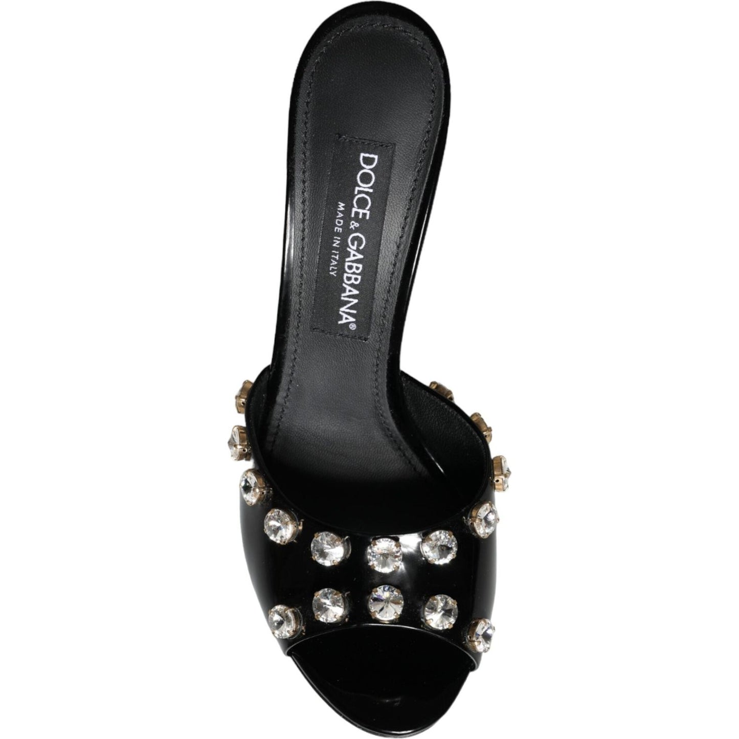 Dolce & Gabbana Black Crystal Heels Keira Sandals Shoes LA11298-39