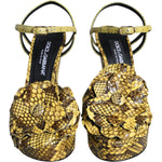 Dolce & Gabbana Yellow Exotic Leather Ankle Strap Heels Sandals Shoes Dolce & Gabbana Dark Khaki
