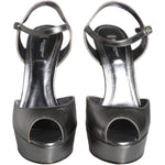 Dolce & Gabbana Metallic Silver Leather Keira Platform Sandals Shoes Dolce & Gabbana Dark Slate Gray