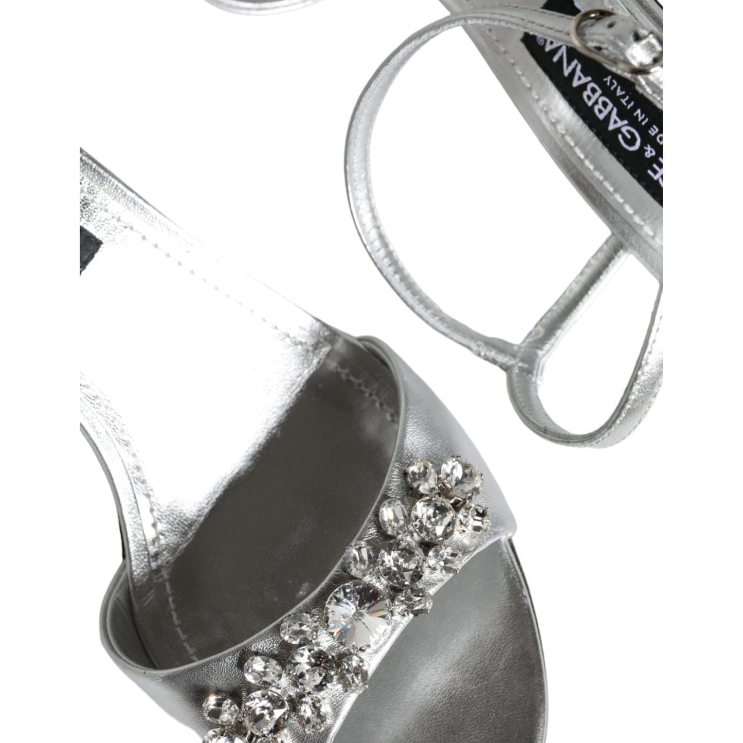 Dolce & Gabbana Silver Crystal AnkleStrap Keira Sandals Shoes LA11353-40
