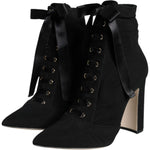 Dolce & Gabbana Black Jersey Stretch Ankle Booties Shoes LA11378-35.5