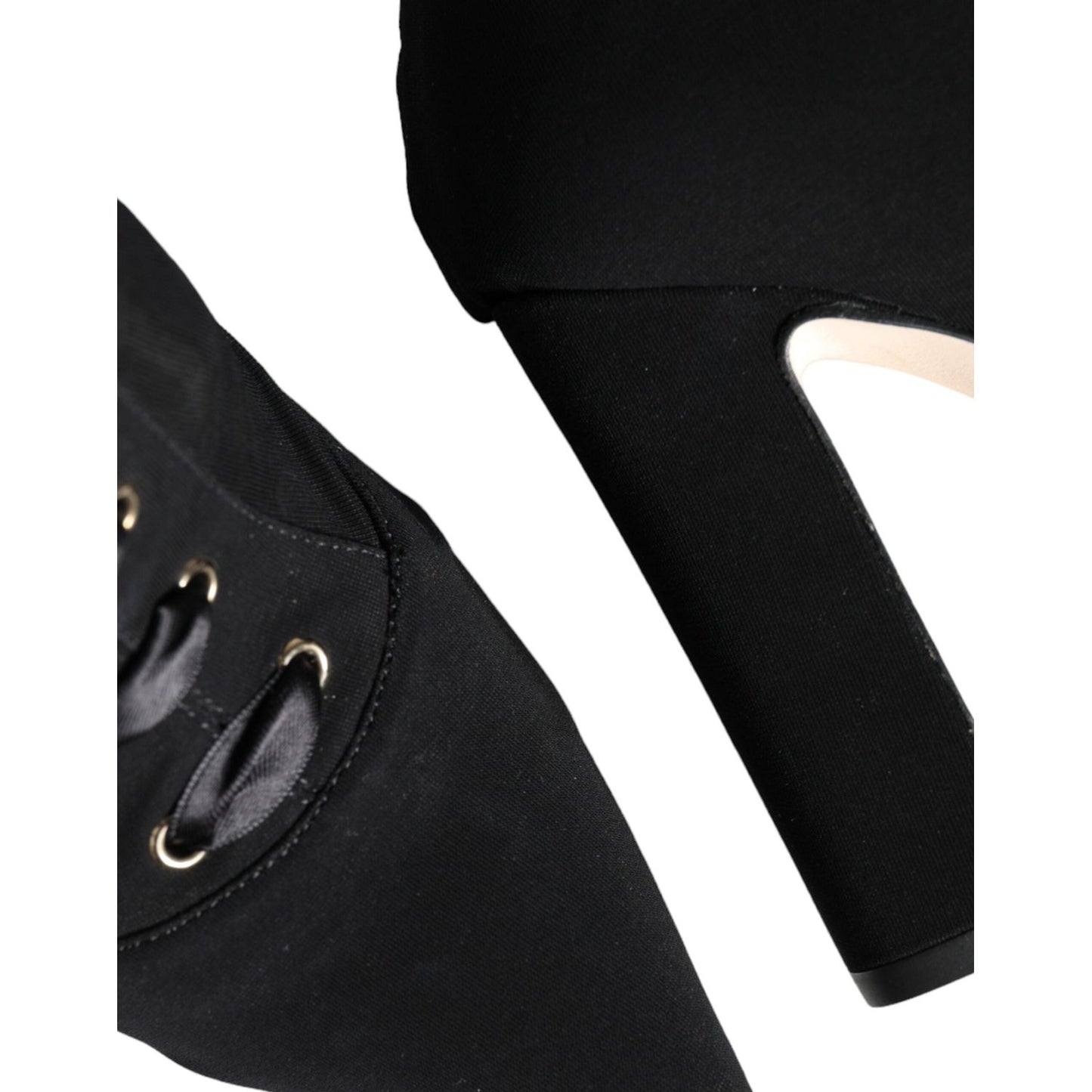 Dolce & Gabbana Black Jersey Stretch Ankle Booties Shoes LA11378-35.5