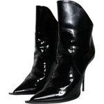 Dolce & Gabbana Black Patent Leather Pointed Ankle Boot Shoes LA11392-39