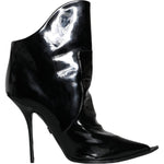 Dolce & Gabbana Black Patent Leather Pointed Ankle Boot Shoes LA11392-39