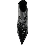 Dolce & Gabbana Black Patent Leather Pointed Ankle Boot Shoes LA11392-39