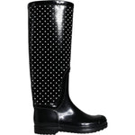 Dolce & Gabbana Black Polka Dot Rubber Knee High Boots Shoes LA11539-35