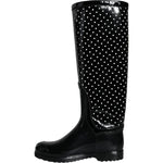 Dolce & Gabbana Black Polka Dot Rubber Knee High Boots Shoes LA11539-35