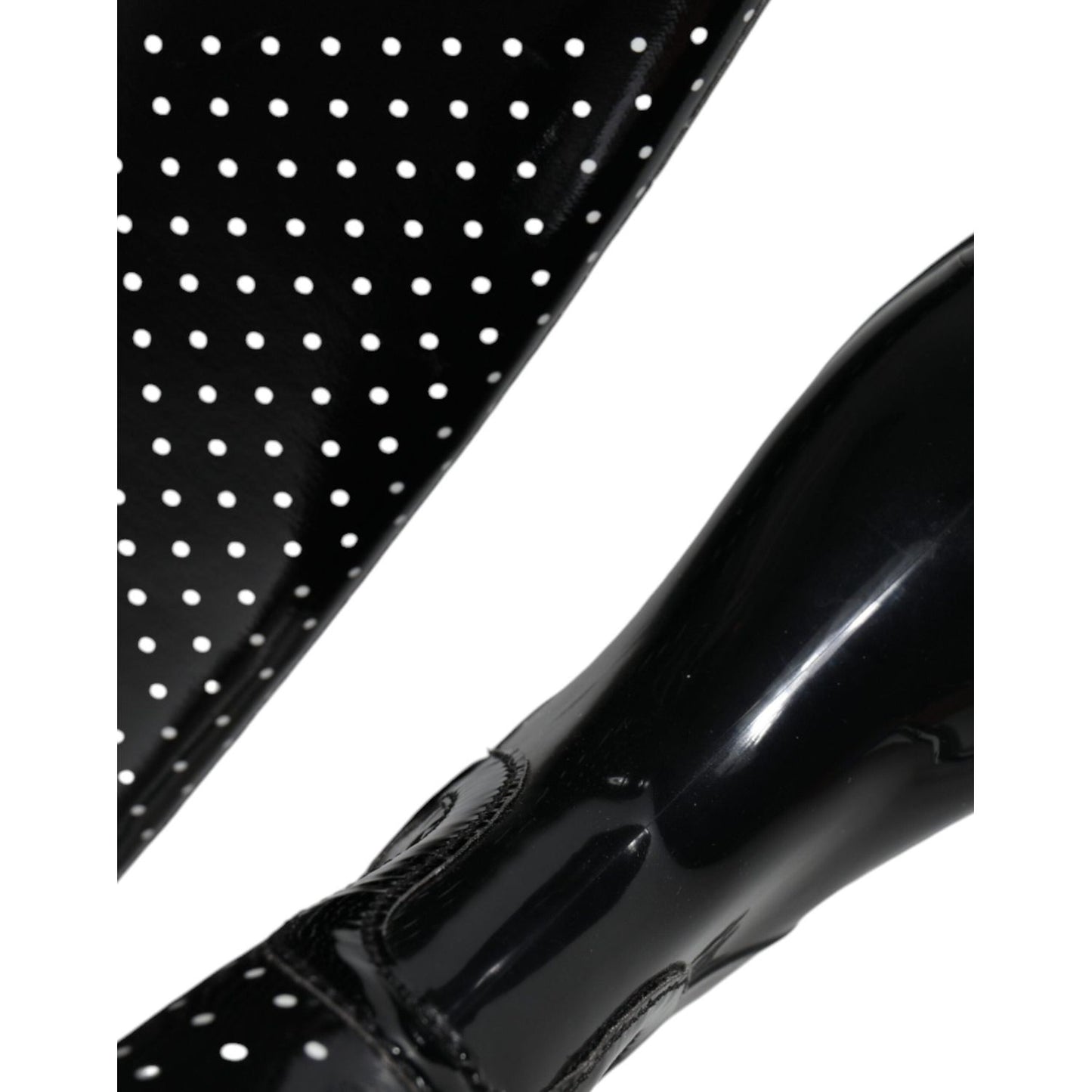 Dolce & Gabbana Black Polka Dot Rubber Knee High Boots Shoes LA11539-35