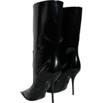 Dolce & Gabbana Black Patent Leather Mid Calf Boots Shoes LA11545-40