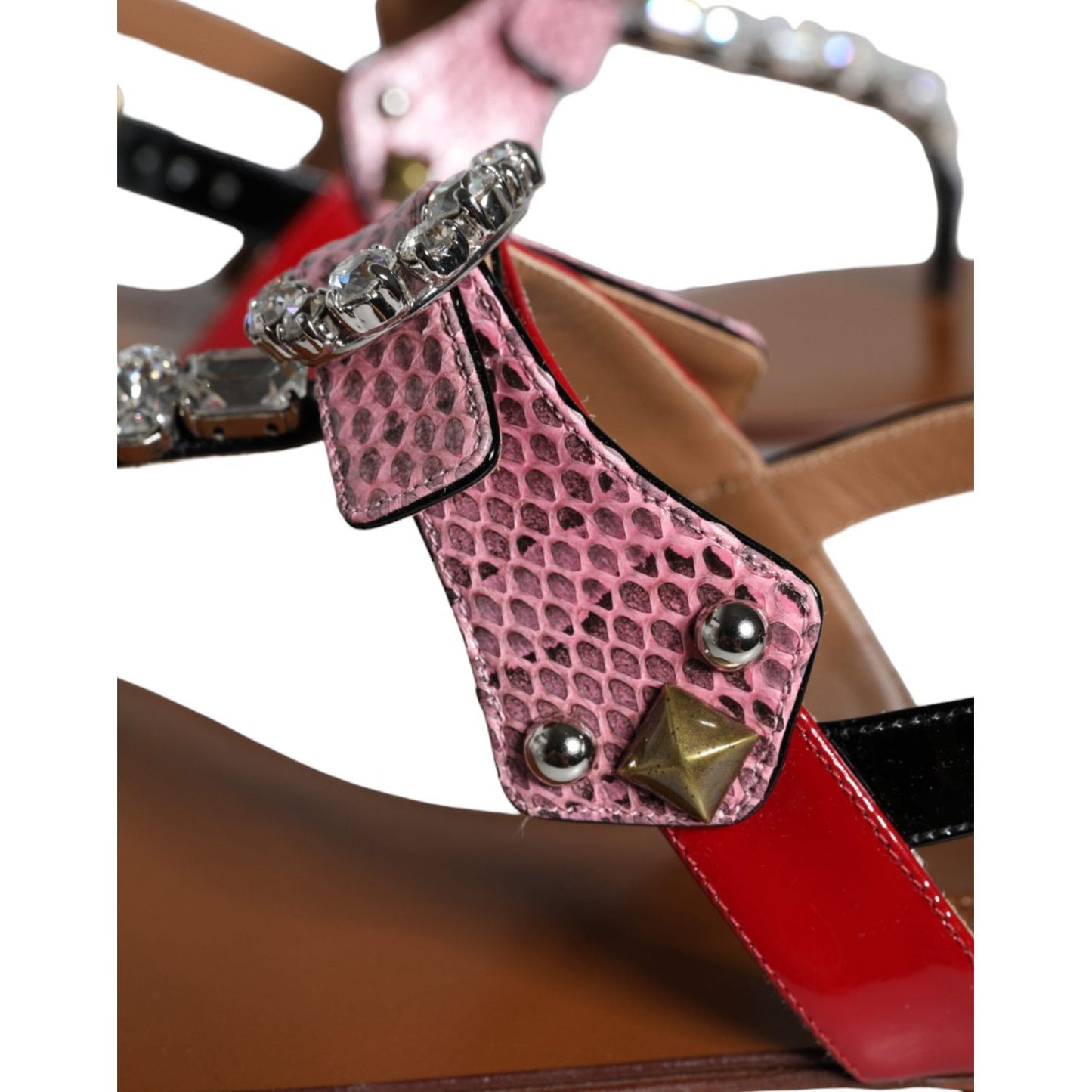Dolce & Gabbana Multicolor Crystal Sandals Flip Flops Shoes LA11376-38.5