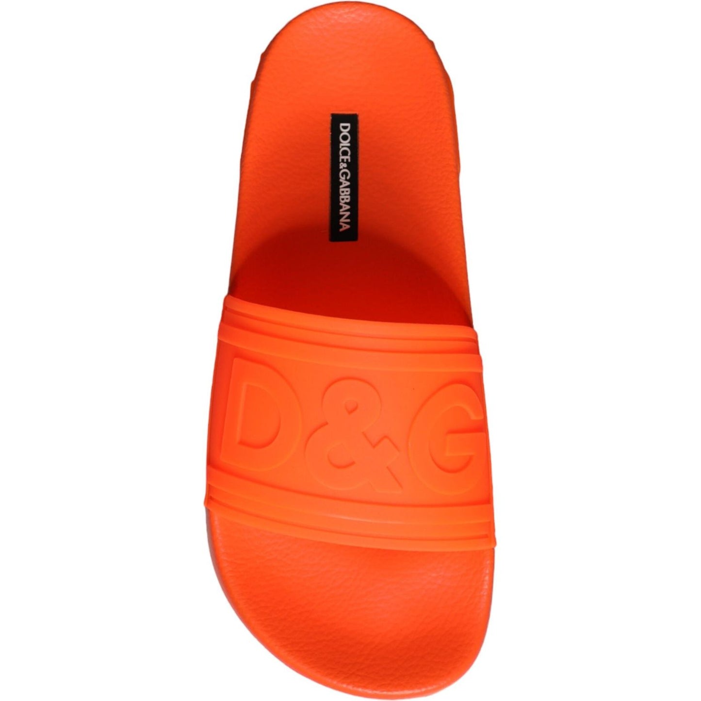 Dolce & Gabbana Orange Rubber Slides Sandals Beachwear Shoes LA11503-35