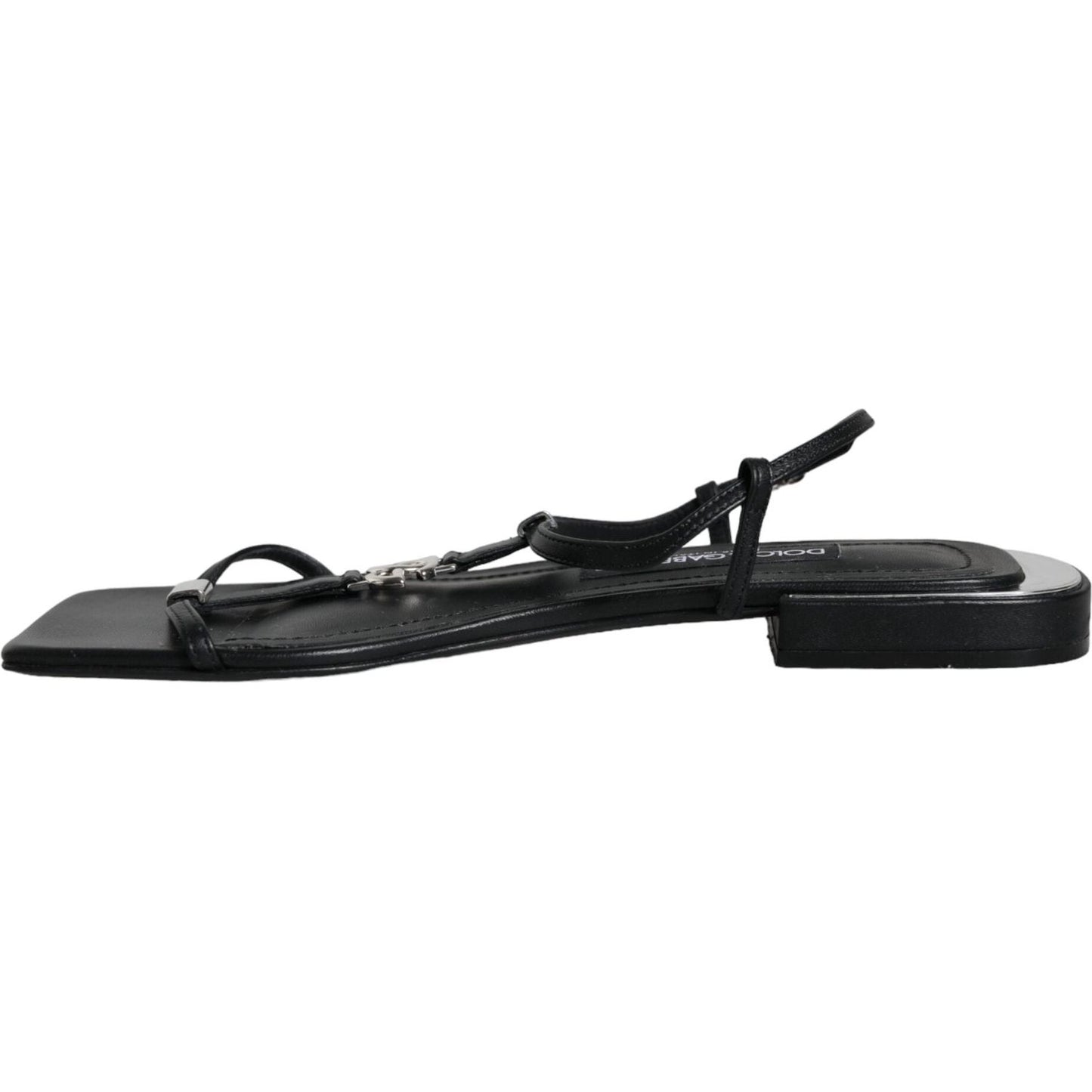 Dolce & Gabbana Black Leather Logo Ankle Strap Keira Sandals Shoes LA11685-39