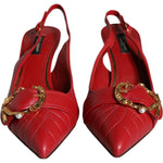 Dolce & Gabbana Dolce & Gabbana Red Devotion Leather Heels Slingback Shoes LA11504-35.5 1728,67345645728,Dolce & Gabbana,EU35.5/US5,EU35/US4.5,EU37/US6.5,EU38/US7.5,Material: 100% Lamb Leather,New with tags,Red,Sandals - Women - Shoes,Shoes,Women,Women -