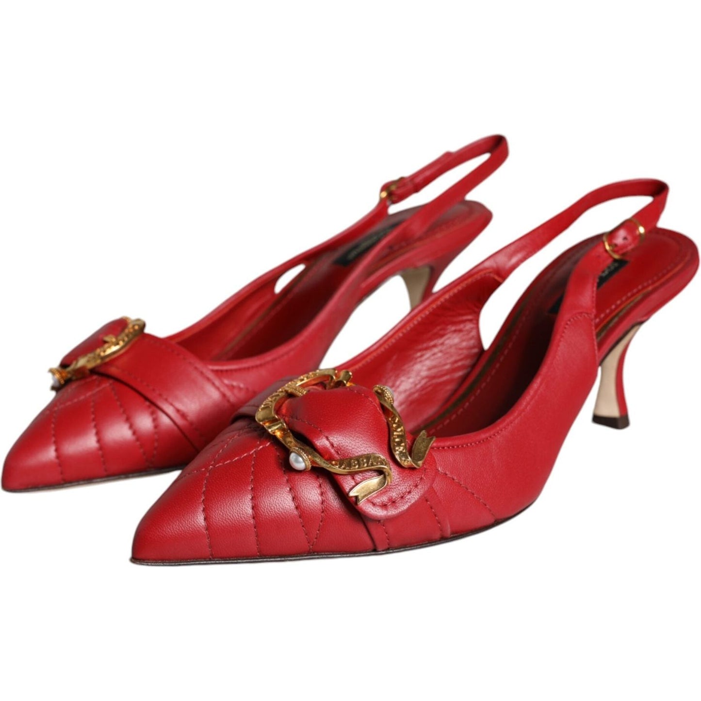 Dolce & Gabbana Dolce & Gabbana Red Devotion Leather Heels Slingback Shoes LA11504-35.5 1728,67345645728,Dolce & Gabbana,EU35.5/US5,EU35/US4.5,EU37/US6.5,EU38/US7.5,Material: 100% Lamb Leather,New with tags,Red,Sandals - Women - Shoes,Shoes,Women,Women -