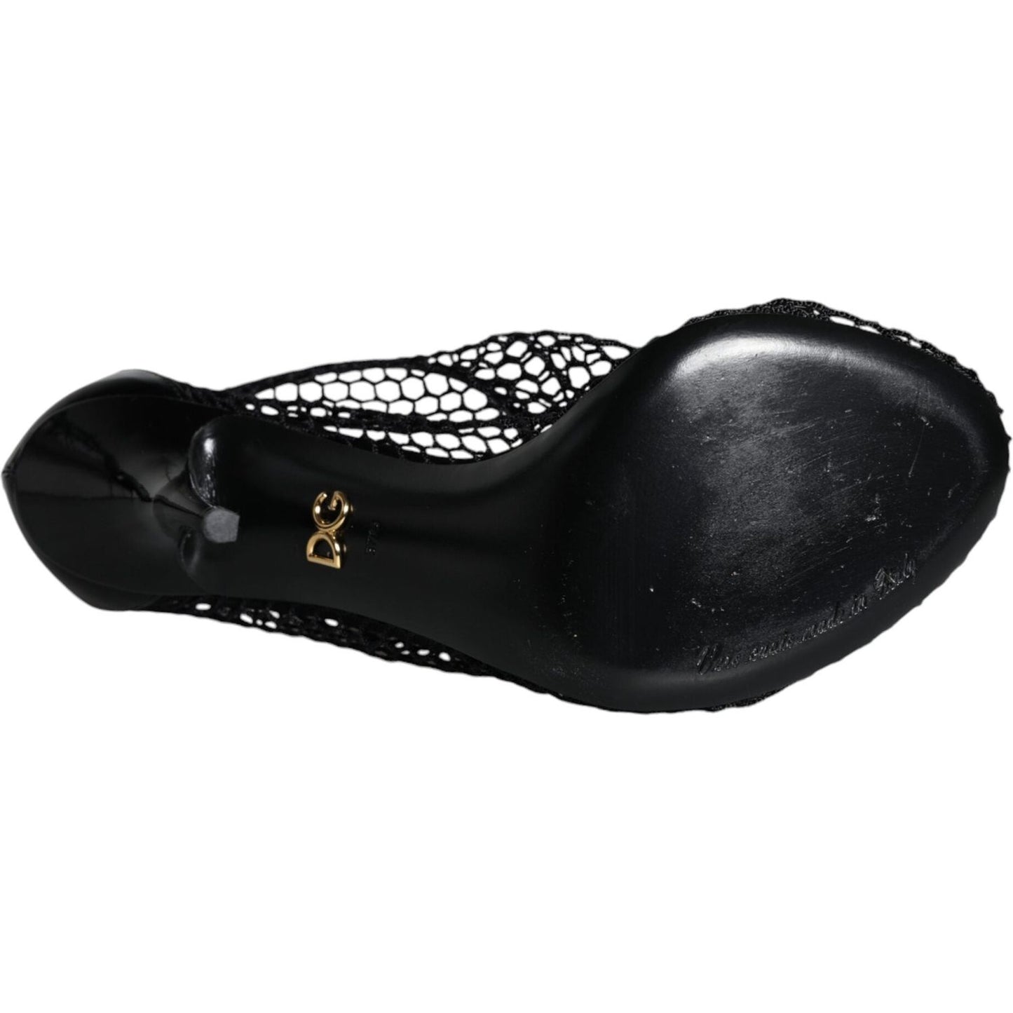 Dolce & Gabbana Black Mesh Leather Heels Keira Sandals Shoes LA11437-37.5