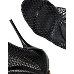 Dolce & Gabbana Black Mesh Leather Heels Keira Sandals Shoes LA11437-37.5